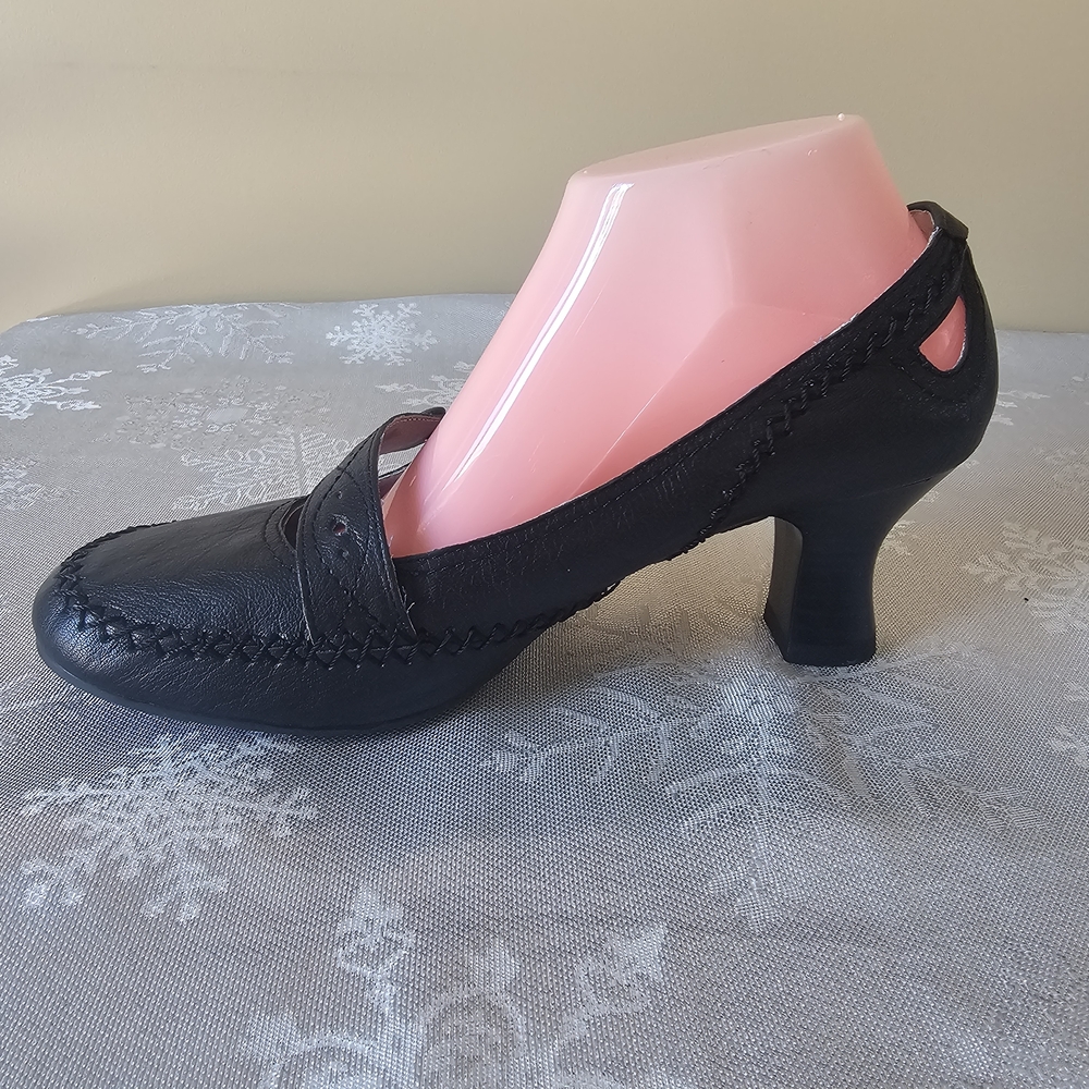 Jessica Mary Jane Heels Pumps Black Leather Pin Up Round Toe Vintage Sz 9M - Picture 8 of 16